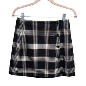 Aritzia Sunday Best Plaid Tartan Wool Blend Mini Skirt Button Front 6